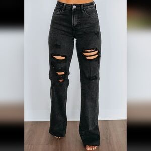 Distressed Black Women's Jeans